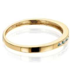 Ultra Thin 14K Yellow Gold White Blue Diamond Stackable Ring For Women -H'Hen Sale Store 14k gold white blue diamond band 012ct p 7178 backye