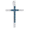 14K White Gold White Blue Diamond Cross Pendant 0.86ct
