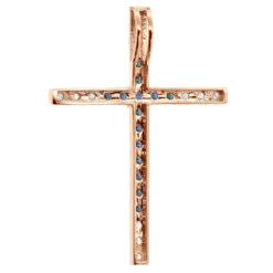 14K White Gold White Blue Diamond Cross Pendant 0.86ct -H'Hen Sale Store 14k gold white blue diamond cross pendant 086ct p 6607 back rose