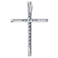 14K White Gold White Blue Diamond Cross Pendant 0.86ct -H'Hen Sale Store 14k gold white blue diamond cross pendant 086ct p 6607 back white
