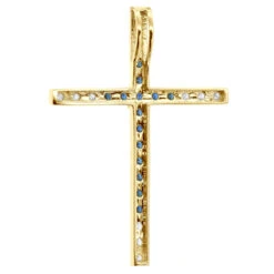 14K White Gold White Blue Diamond Cross Pendant 0.86ct -H'Hen Sale Store 14k gold white blue diamond cross pendant 086ct p 6607 back yellow