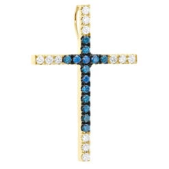 14K White Gold White Blue Diamond Cross Pendant 0.86ct -H'Hen Sale Store 14k gold white blue diamond cross pendant 086ct p 6607 yellow