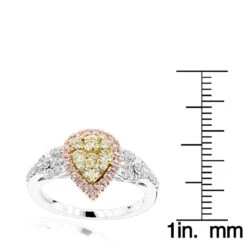 14K White Gold White Pink Yellow Diamond Engagement Ring For Women Pear Shape 13 14K White Gold White Pink Yellow Diamond Engagement Ring For Women Pear Shape -H'Hen Sale Store 14k gold white pink yellow diamond engagement ring for women pear shape rulerwh