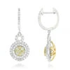 14K White Gold White Yellow Diamond Cluster Fashion Ladies Drop Earrings 1.45ct 2 14K White Gold White Yellow Diamond Cluster Fashion Ladies Drop Earrings 1.45ct -H'Hen Sale Store 14k gold white yellow diamond cluster fashion ladies drop earrings 145ct mainwh