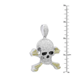14K White Gold White Yellow Diamond Skull Pendant 10.62ct 13 14K White Gold White Yellow Diamond Skull Pendant 10.62ct -H'Hen Sale Store 14k gold white yellow diamond skull pendant 1062ct rulerwh