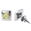 Unique 14K White Gold White Yellow Princess Cut Diamond Earrings Studs .5