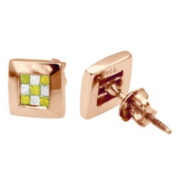 Unique 14K White Gold White Yellow Princess Cut Diamond Earrings Studs .5 9 Unique 14K White Gold White Yellow Princess Cut Diamond Earrings Studs .5 -H'Hen Sale Store 14k gold white yellow princess cut diamond earrings 47 p 6310 rose