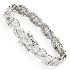 14K Yellow Gold Women's Baguette Diamond Bracelet 4 Ct -H'Hen Sale Store 14k gold womens baguette diamond bracelet 495ct p 5778 backwh