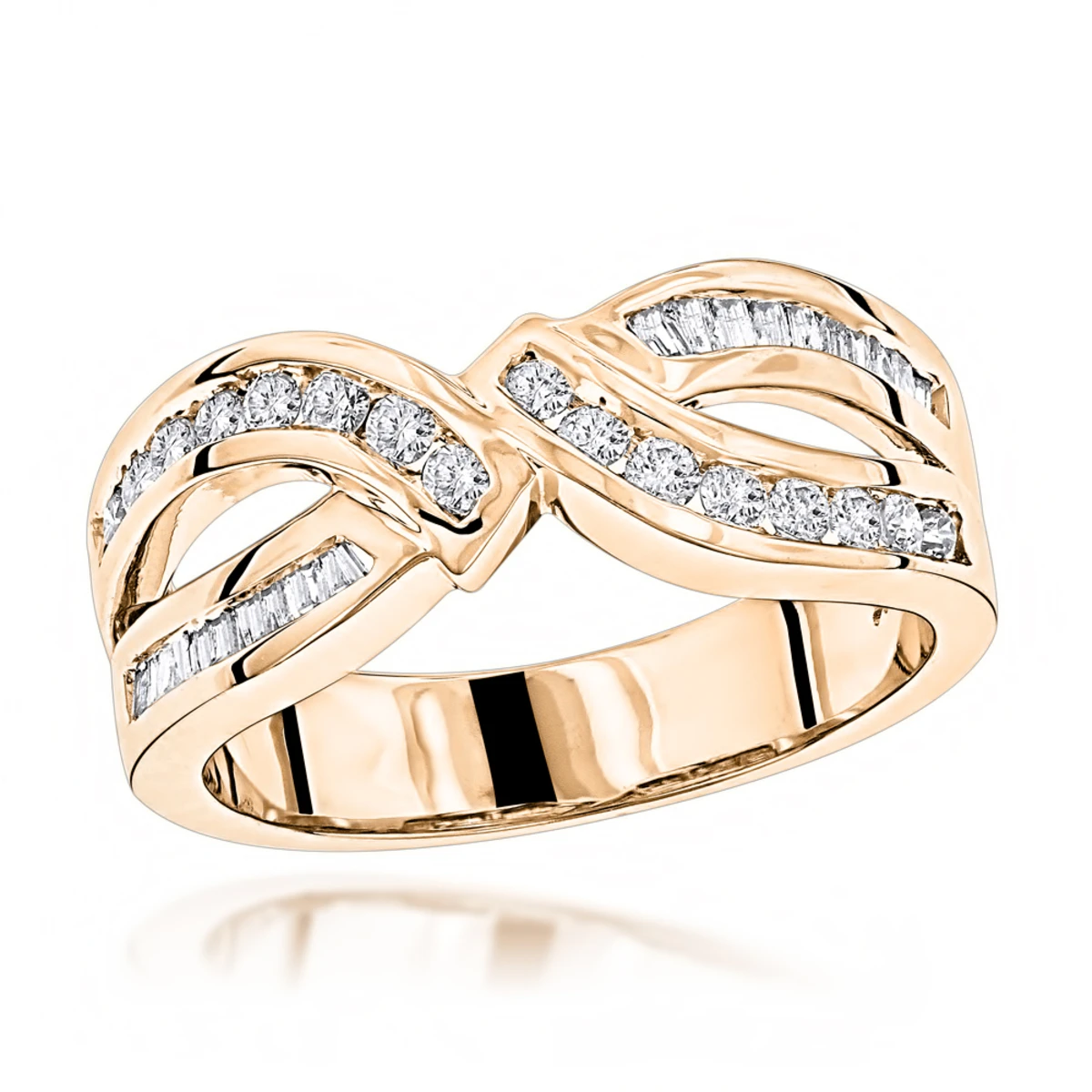 14K White Gold Women's Baguette Round Diamond Ring 0.5ct 4 14K White Gold Women's Baguette Round Diamond Ring 0.5ct - Image 2