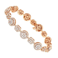 14K White Gold Women's Diamond Bracelet 6 Carat Pave Diamonds By Luxurman -H'Hen Sale Store 14k gold womens diamond bracelet 6 carat pave diamonds by luxurman ro