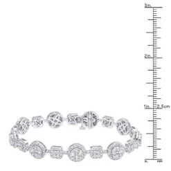 14K White Gold Women's Diamond Bracelet 6 Carat Pave Diamonds By Luxurman -H'Hen Sale Store 14k gold womens diamond bracelet 6 carat pave diamonds by luxurman rulerwh