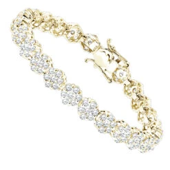 14K White Gold Women's Diamond Cluster Tennis Bracelet 8.25ct -H'Hen Sale Store 14k gold womens diamond cluster tennis bracelet 825ct p 5962 ye