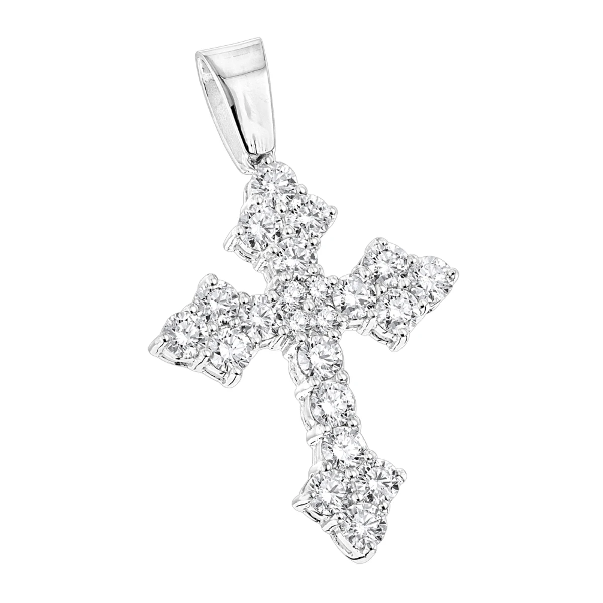 14K White Gold Women's Diamond Cross Pendant 2.12ct 3 14K White Gold Women's Diamond Cross Pendant 2.12ct