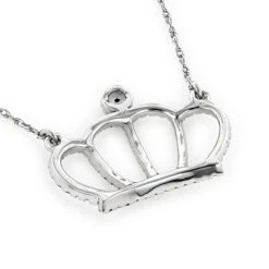 14K Yellow Gold Women's Diamond Crown Pendant Necklace 0.15ct -H'Hen Sale Store 14k gold womens diamond crown pendant necklace 018ct backwh