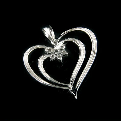 14K White Gold Women's Diamond Heart Pendant 0.20ct 4 14K White Gold Women's Diamond Heart Pendant 0.20ct - Image 2