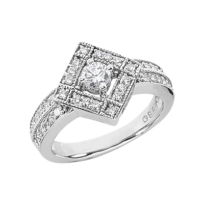 14K White Gold Women's Diamond Ring 0.60ct 12.9mm 3 14K White Gold Women's Diamond Ring 0.60ct 12.9mm