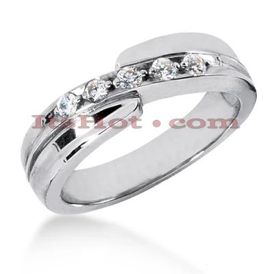 14K White Gold Women's Diamond Wedding Band 0.15ct 5.9mm 3 14K White Gold Women's Diamond Wedding Band 0.15ct 5.9mm