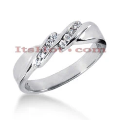 Thin 14K White Gold Women's Diamond Wedding Ring 0.12ct