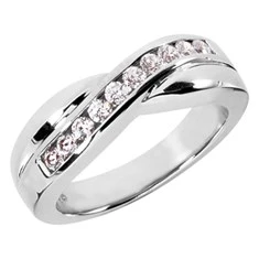 14K White Gold Women's Diamond Wedding Ring 0.45ct 6.7mm