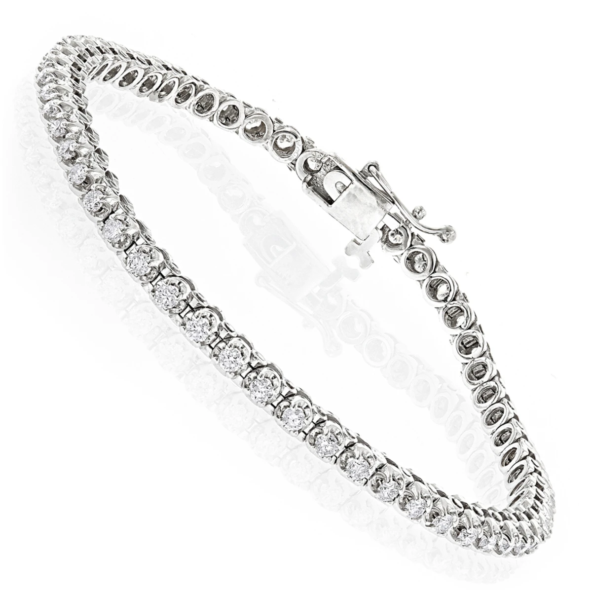 14K White Gold Women's Round Diamond Tennis Bracelet 1.80ct 3 14K White Gold Women's Round Diamond Tennis Bracelet 1.80ct