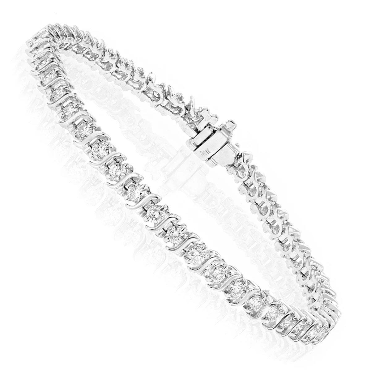 Unique 14K White Gold Infinity Diamond Tennis Bracelet For Women By LUXURMAN 2.53ct 3 Unique 14K White Gold Infinity Diamond Tennis Bracelet For Women By LUXURMAN 2.53ct
