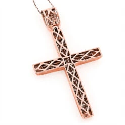 Men's 14K Rose Gold Invisible Set Princess Cut Diamond Cross Pendant 3.69ct 10 Men's 14K Rose Gold Invisible Set Princess Cut Diamond Cross Pendant 3.69ct -H'Hen Sale Store 14k invisible set diamond cross princess cut 369ct p 38720 backro