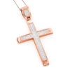 Men's 14K Rose Gold Invisible Set Princess Cut Diamond Cross Pendant 3.69ct