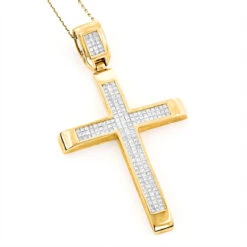 Men's 14K Rose Gold Invisible Set Princess Cut Diamond Cross Pendant 3.69ct 9 Men's 14K Rose Gold Invisible Set Princess Cut Diamond Cross Pendant 3.69ct -H'Hen Sale Store 14k invisible set diamond cross princess cut 369ct p 38720 ye