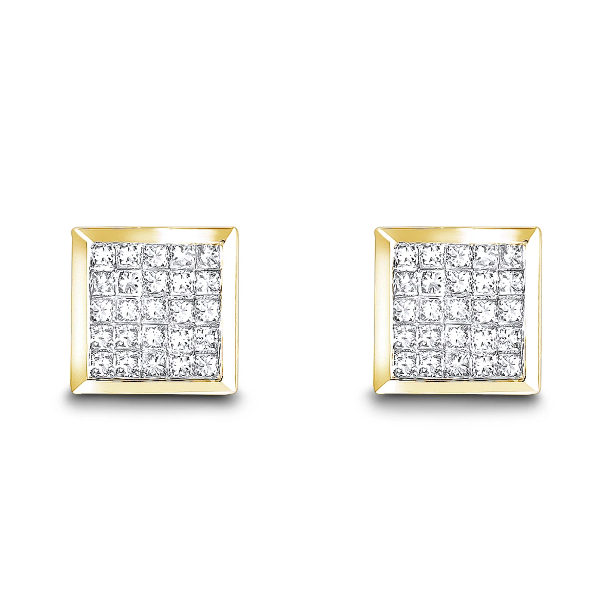 14K White Gold Invisible Set Princess Diamond Stud Earrings 0.55ct 4 14K White Gold Invisible Set Princess Diamond Stud Earrings 0.55ct - Image 2