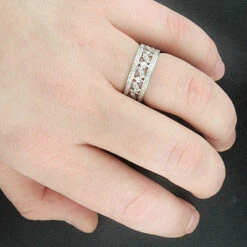 Unique Delicate Bands 14K White Gold Ladies Designer Diamond Ring 0.96ct -H'Hen Sale Store 14k ladies round diamond ring 096ct p 40454bod