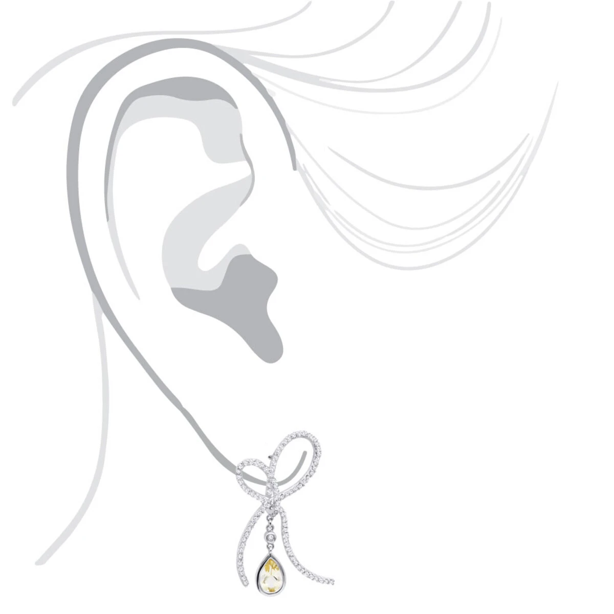 14K White Gold Lemon Quartz Diamond Bow Earrings 1.23ct 6 14K White Gold Lemon Quartz Diamond Bow Earrings 1.23ct - Image 4