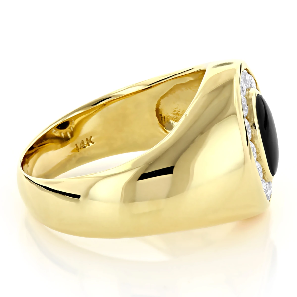 14K Yellow Gold Men's Diamond Black Onyx Ring 0.7ct 6 14K Yellow Gold Men's Diamond Black Onyx Ring 0.7ct - Image 4