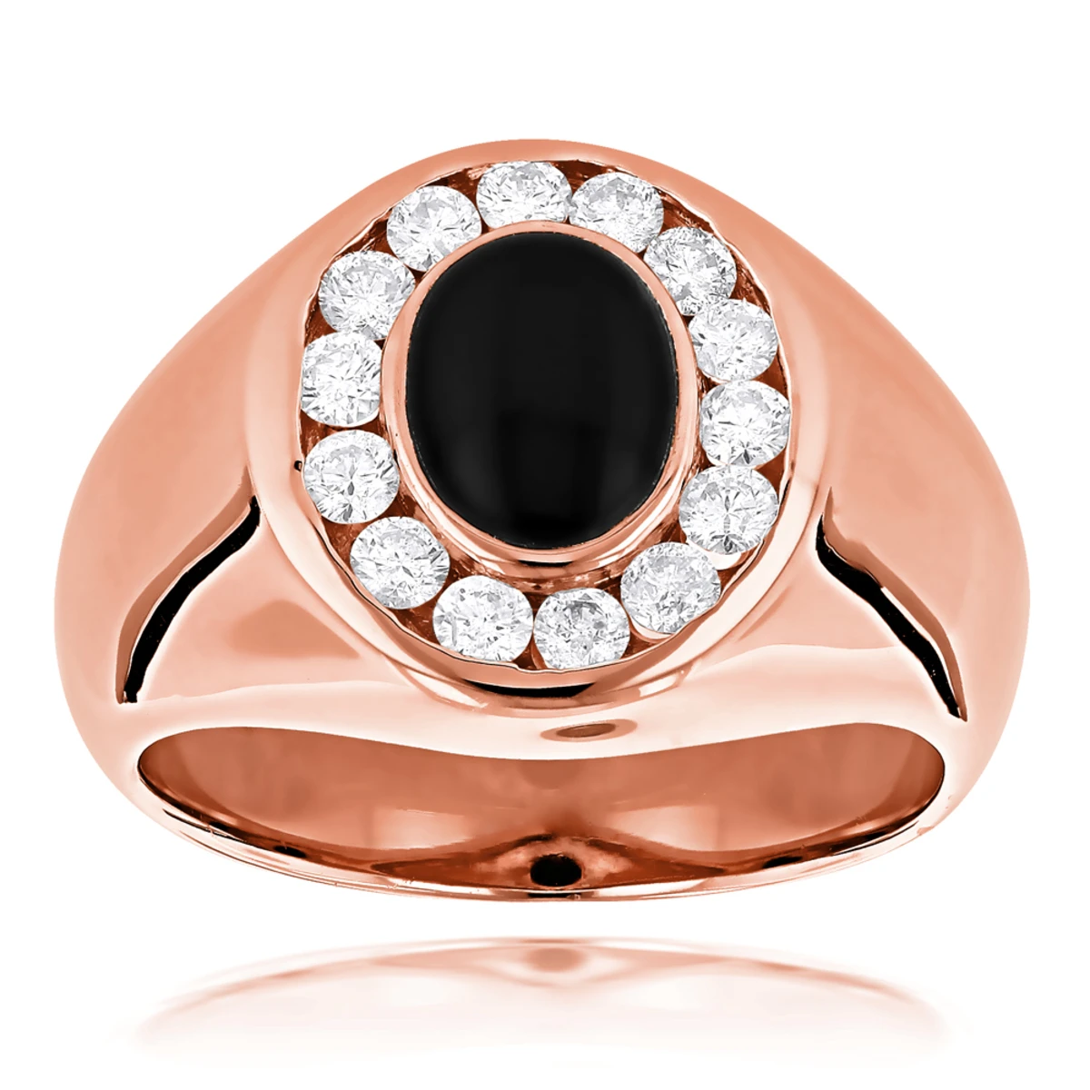 14K Yellow Gold Men's Diamond Black Onyx Ring 0.7ct 5 14K Yellow Gold Men's Diamond Black Onyx Ring 0.7ct - Image 3