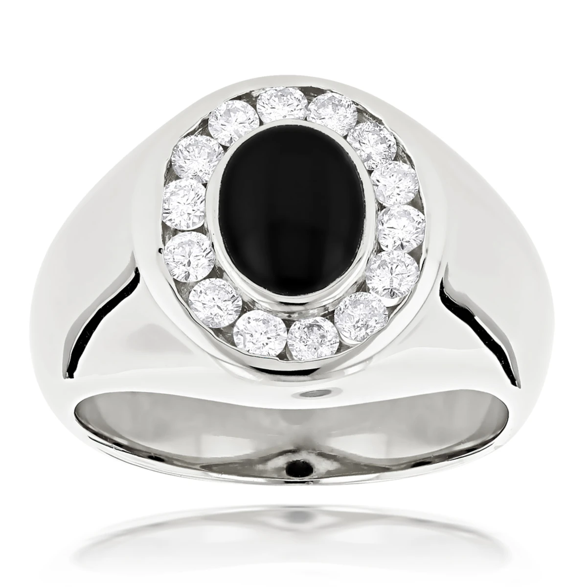 14K Yellow Gold Men's Diamond Black Onyx Ring 0.7ct 4 14K Yellow Gold Men's Diamond Black Onyx Ring 0.7ct - Image 2