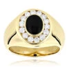 14K Yellow Gold Men's Diamond Black Onyx Ring 0.7ct -H'Hen Sale Store 14k mens diamond black onyx ring 070ct p 22374 ye