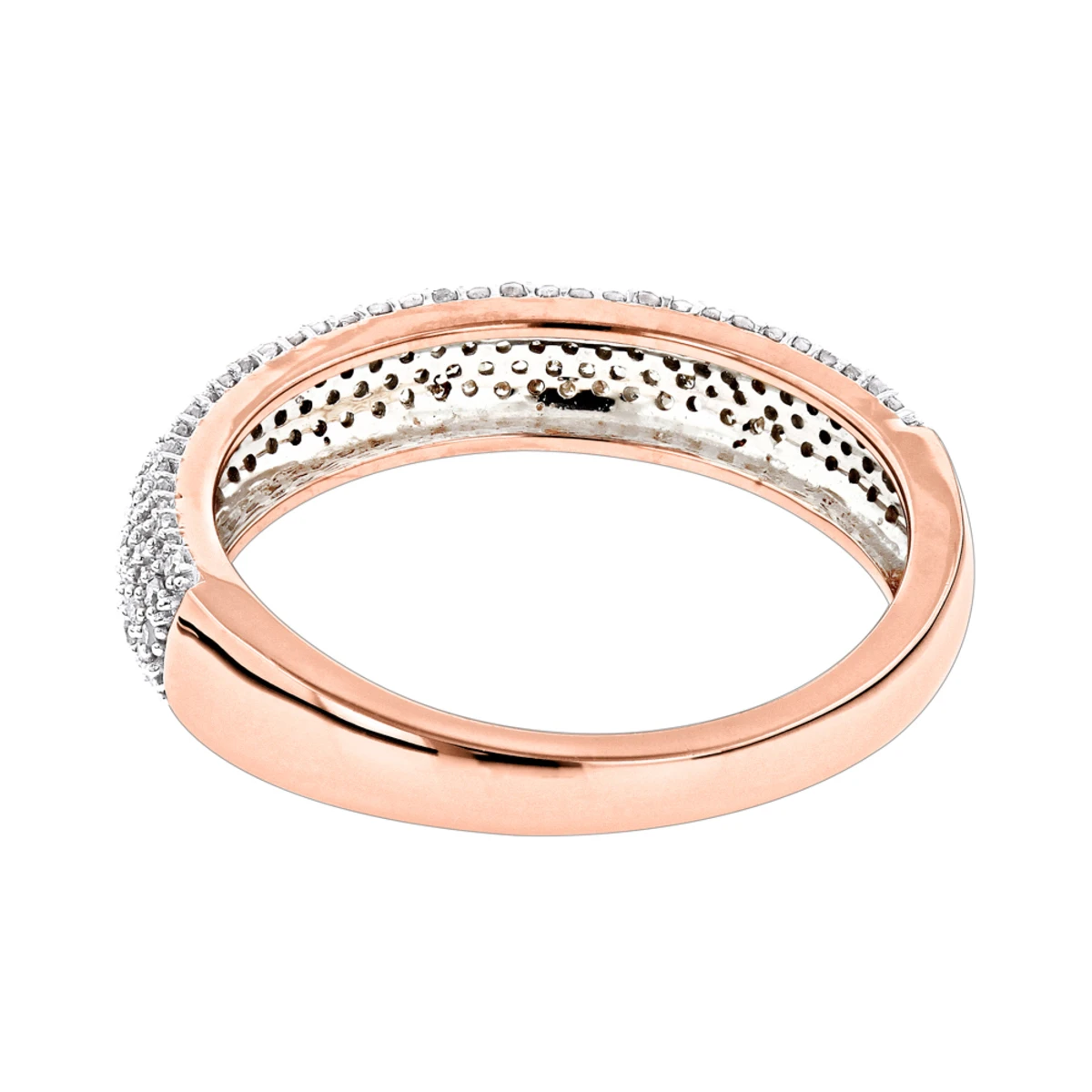 Thin 14K Rose Gold Micro Pave Diamond Wedding Band For Women 0.5ct 6 Thin 14K Rose Gold Micro Pave Diamond Wedding Band For Women 0.5ct - Image 4