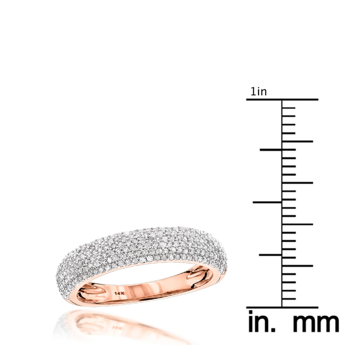 Thin 14K Rose Gold Micro Pave Diamond Wedding Band For Women 0.5ct 8 Thin 14K Rose Gold Micro Pave Diamond Wedding Band For Women 0.5ct - Image 6