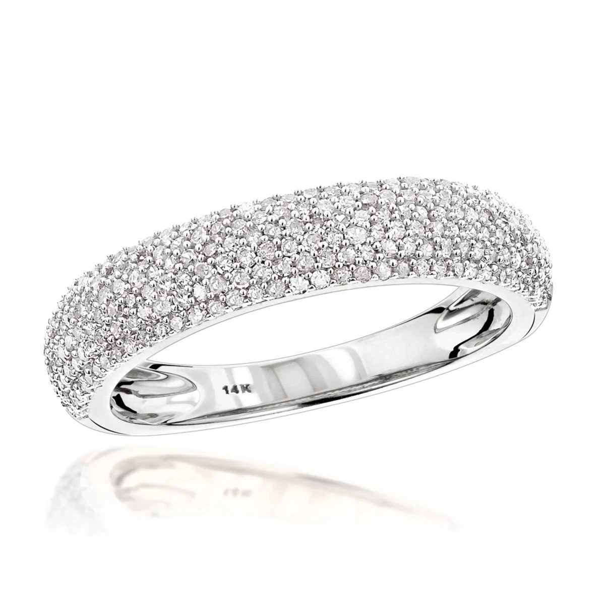 Thin 14K Rose Gold Micro Pave Diamond Wedding Band For Women 0.5ct 4 Thin 14K Rose Gold Micro Pave Diamond Wedding Band For Women 0.5ct - Image 2