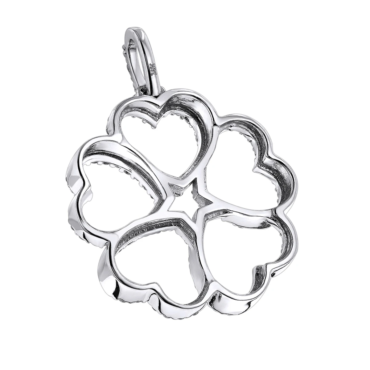 14K White Gold Multi Heart Diamond Pendant For Women Flower Design 0.35ct 6 14K White Gold Multi Heart Diamond Pendant For Women Flower Design 0.35ct - Image 4