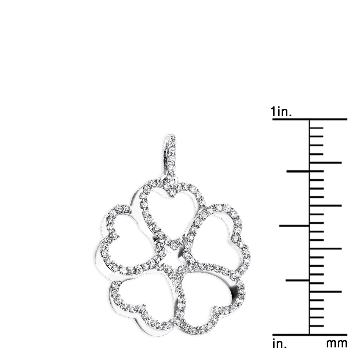14K White Gold Multi Heart Diamond Pendant For Women Flower Design 0.35ct 7 14K White Gold Multi Heart Diamond Pendant For Women Flower Design 0.35ct - Image 5
