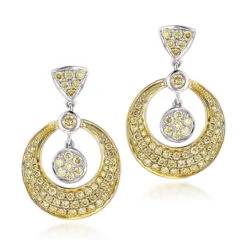 14K Yellow Gold Natural Yellow Diamond Drop Earrings 1.33ct