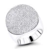 14K White Gold Pave Diamond Dome Ring 2.2ct