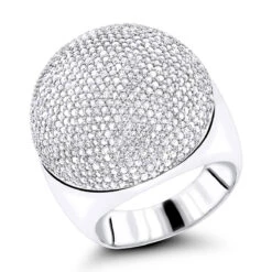 14K White Gold Pave Diamond Dome Ring 2.2ct