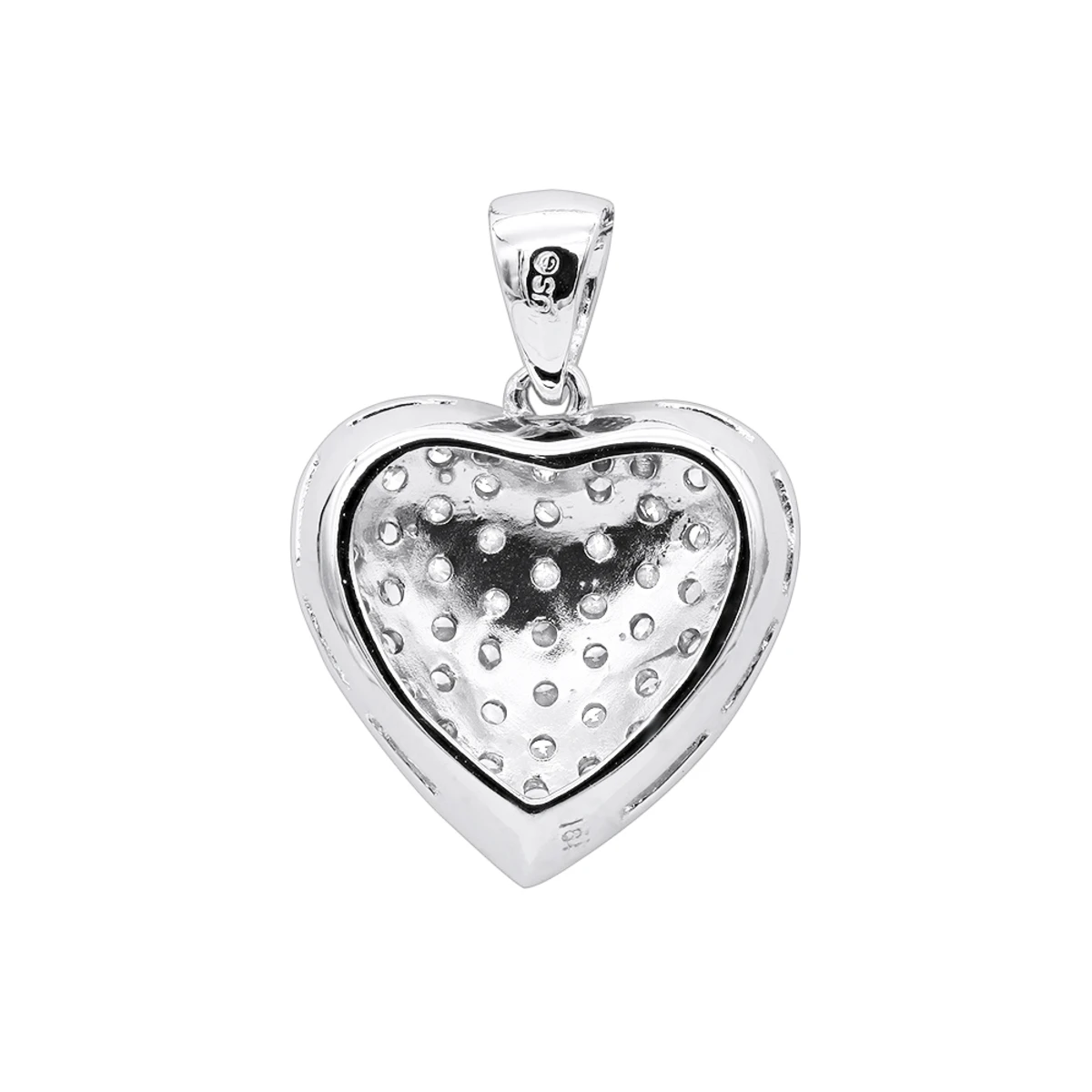 Large 14K White Gold Pave Diamond Heart Pendant 4 Carats 6 Large 14K White Gold Pave Diamond Heart Pendant 4 Carats - Image 4