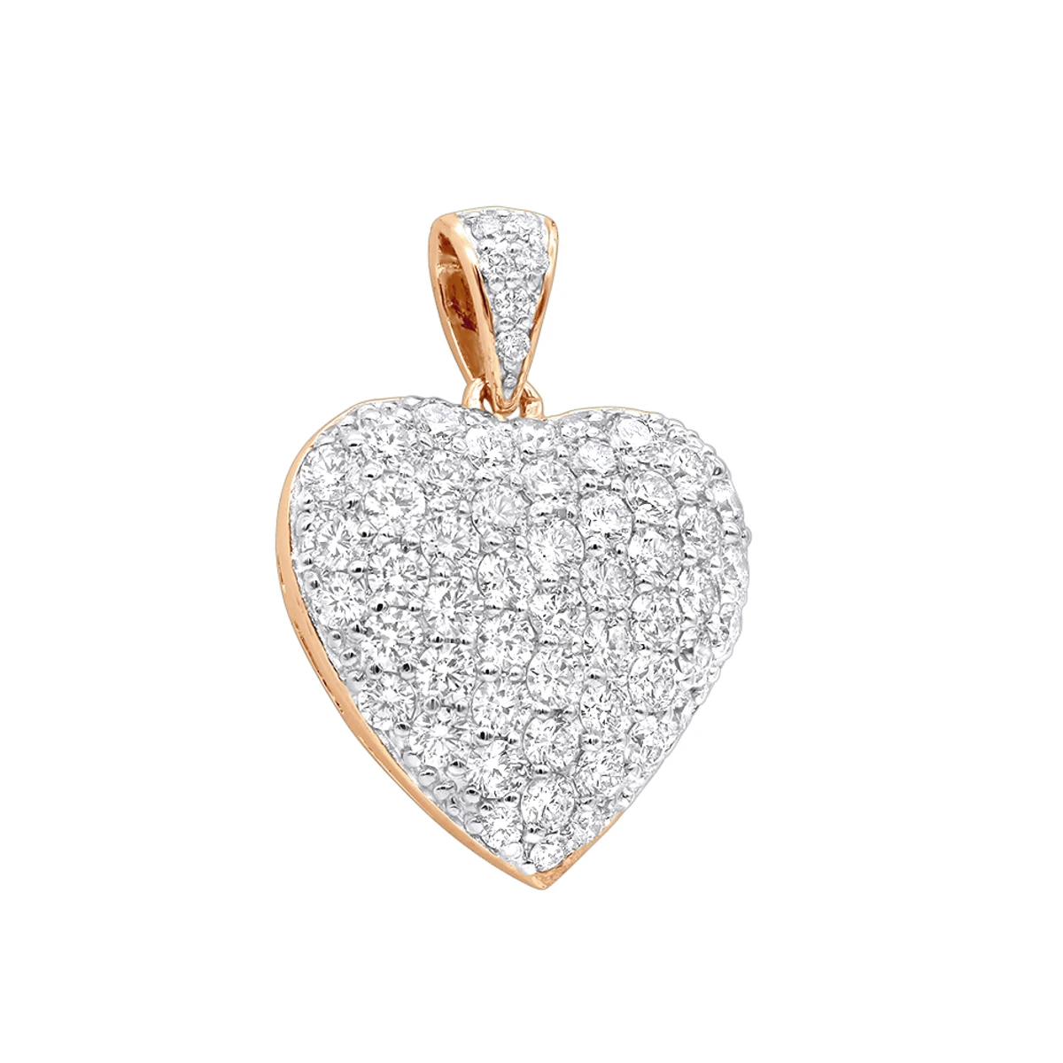 Large 14K White Gold Pave Diamond Heart Pendant 4 Carats 5 Large 14K White Gold Pave Diamond Heart Pendant 4 Carats - Image 3