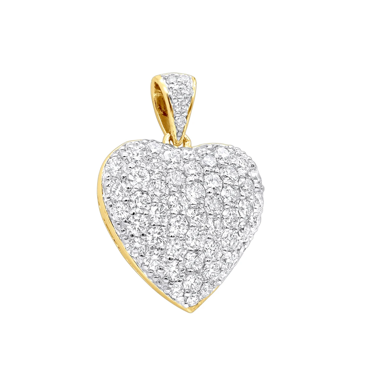 Large 14K White Gold Pave Diamond Heart Pendant 4 Carats 4 Large 14K White Gold Pave Diamond Heart Pendant 4 Carats - Image 2