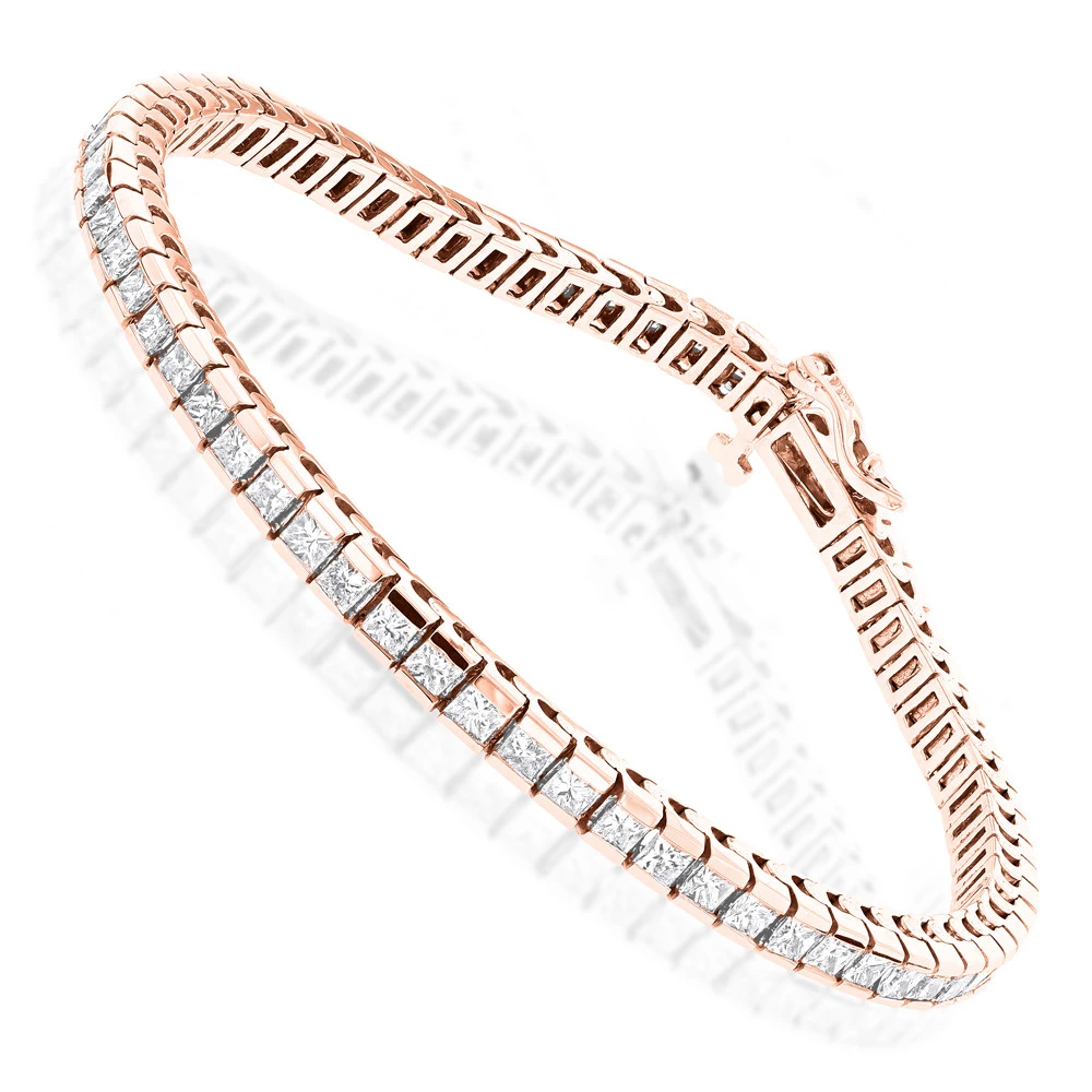 14K White Gold Princess Cut Diamond Tennis Bracelet For Women 4.83ct 6 14K White Gold Princess Cut Diamond Tennis Bracelet For Women 4.83ct - Image 4