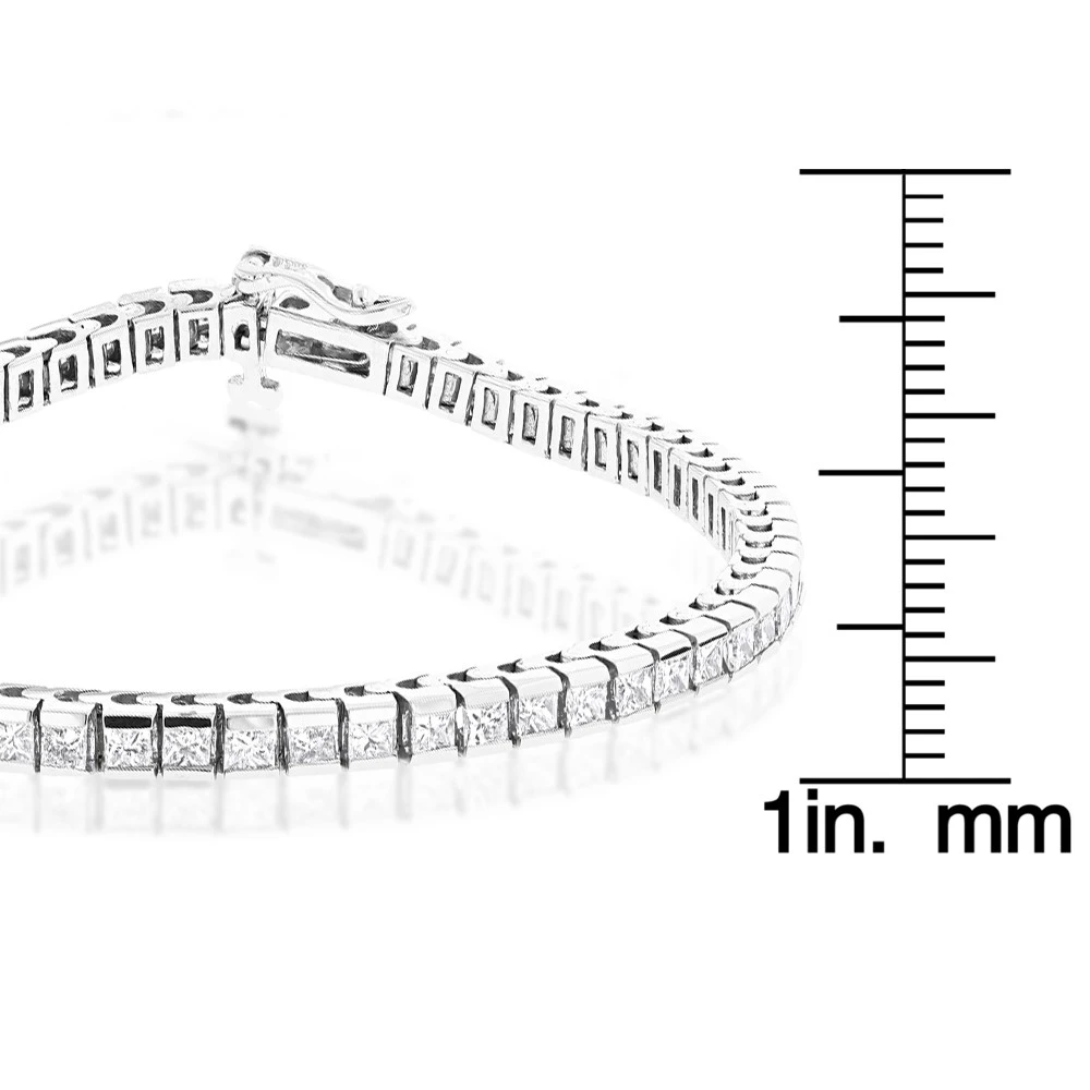 14K White Gold Princess Cut Diamond Tennis Bracelet For Women 4.83ct 8 14K White Gold Princess Cut Diamond Tennis Bracelet For Women 4.83ct - Image 6