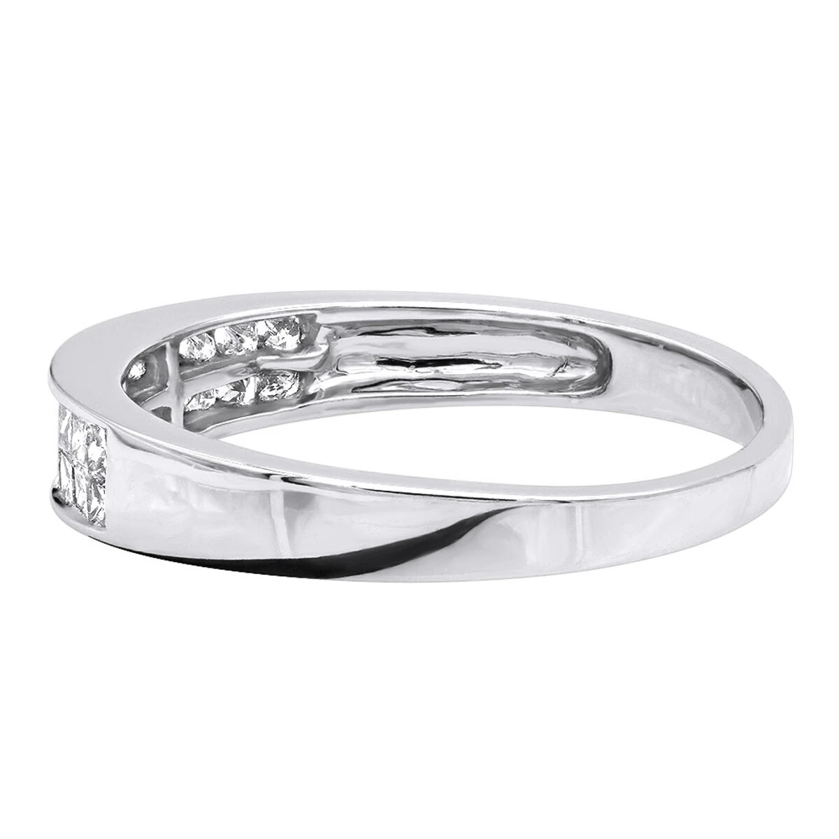 Thin 14K White Gold Princess Cut Diamond Wedding Band 0.75ct 6 Thin 14K White Gold Princess Cut Diamond Wedding Band 0.75ct - Image 4