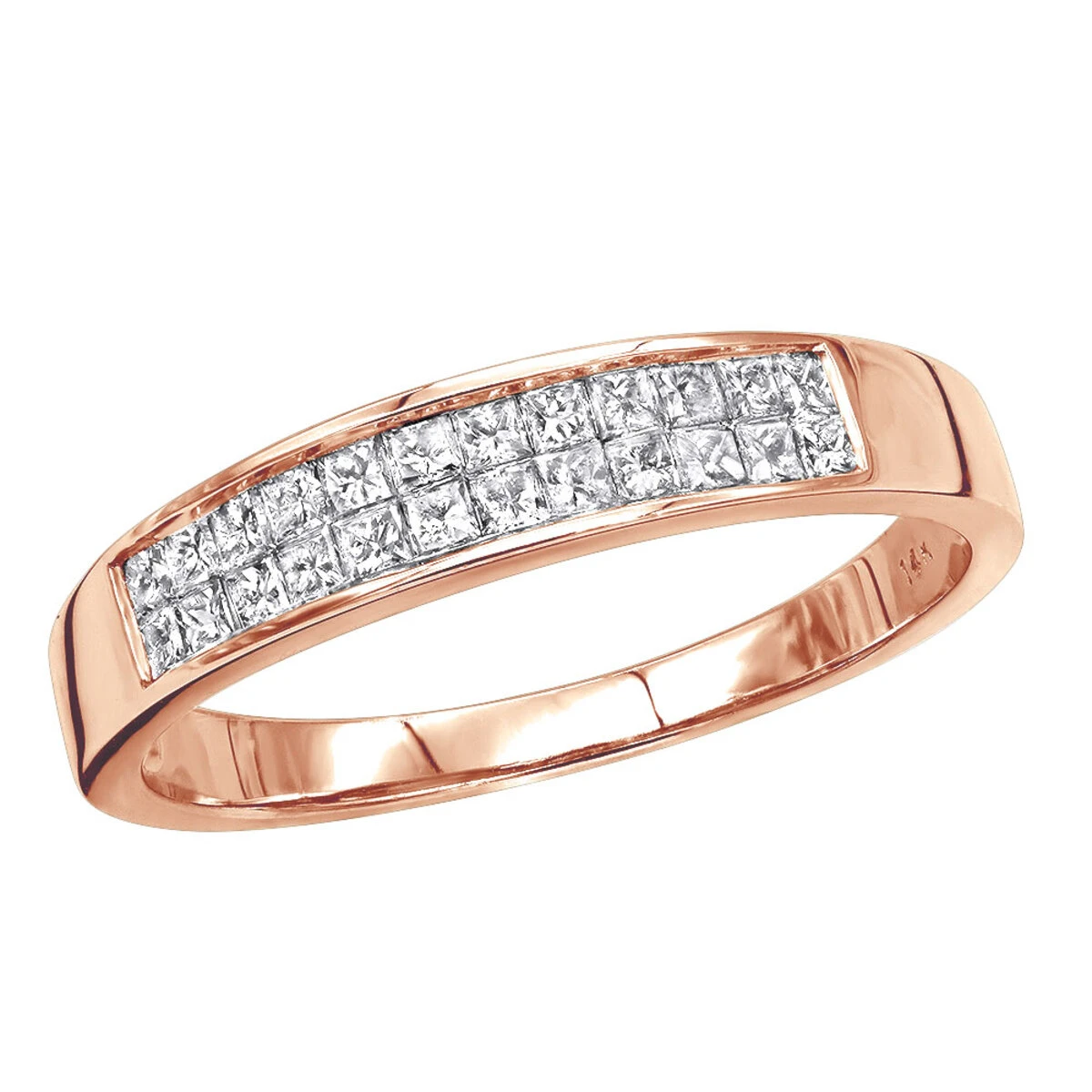 Thin 14K White Gold Princess Cut Diamond Wedding Band 0.75ct 5 Thin 14K White Gold Princess Cut Diamond Wedding Band 0.75ct - Image 3